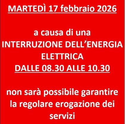 17 febbraio 2026 Interruzione energia elettrica